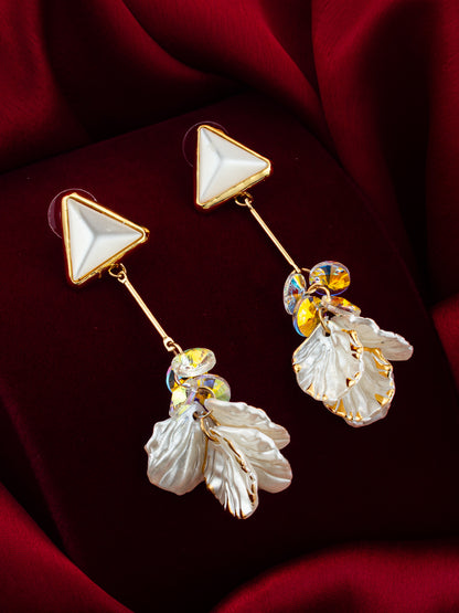 Aadita Triangle Stud Leaf Drop Earrings