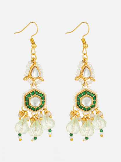 Aadita Gold Plated Hexagonal Meenakari Kundan Earrings