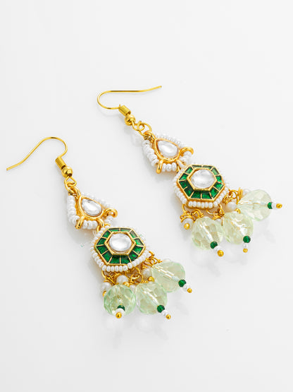 Aadita Gold Plated Hexagonal Meenakari Kundan Earrings