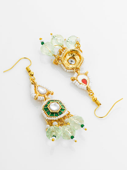 Aadita Gold Plated Hexagonal Meenakari Kundan Earrings