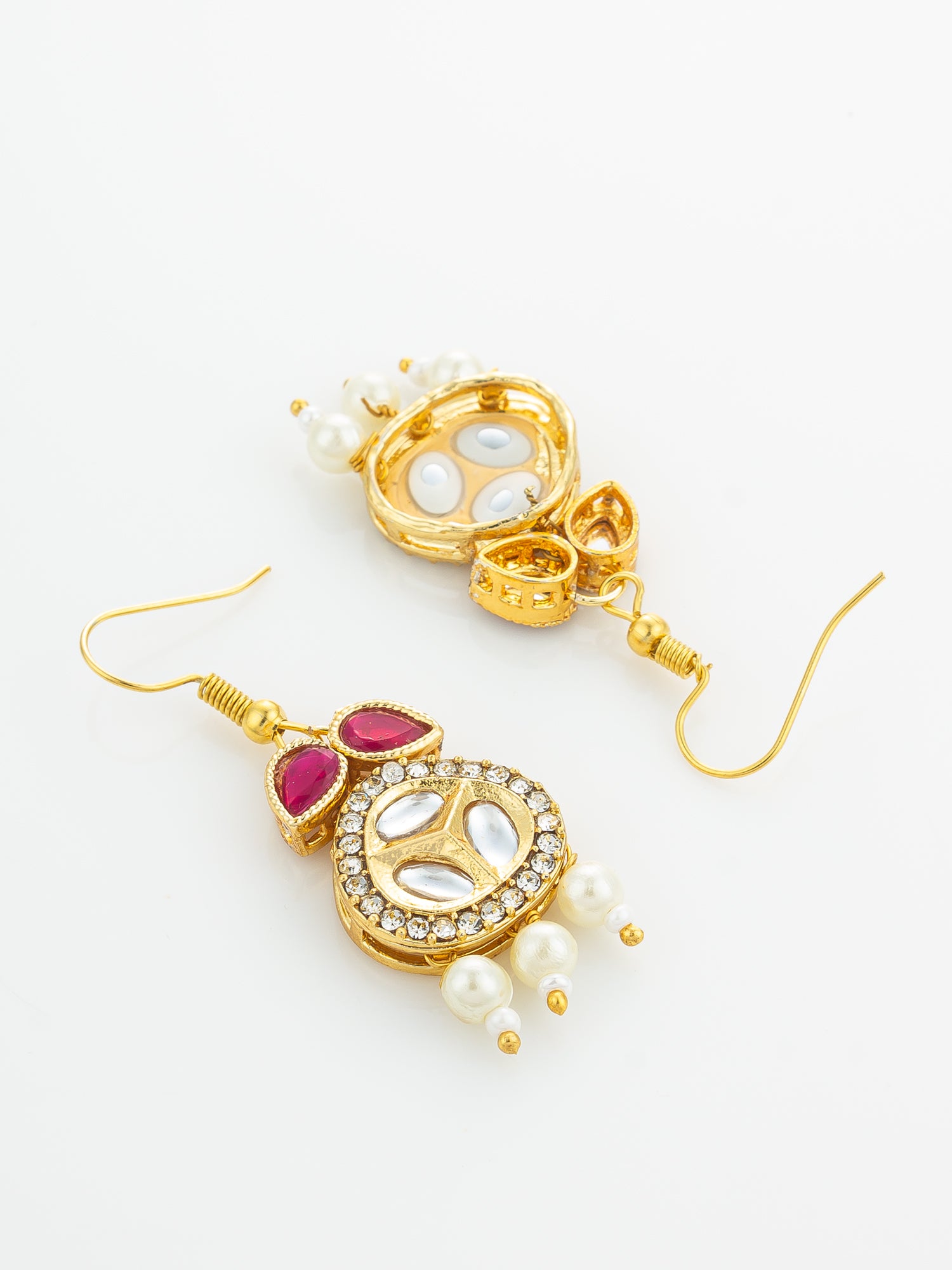 Aadita Red Kundan Pearl Earrings