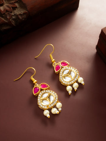 Aadita Red Kundan Pearl Earrings