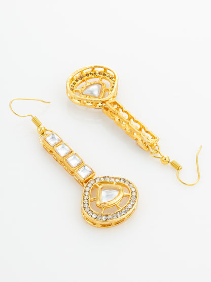 Aadita Gold Plated Kundan Square Drop Earrings