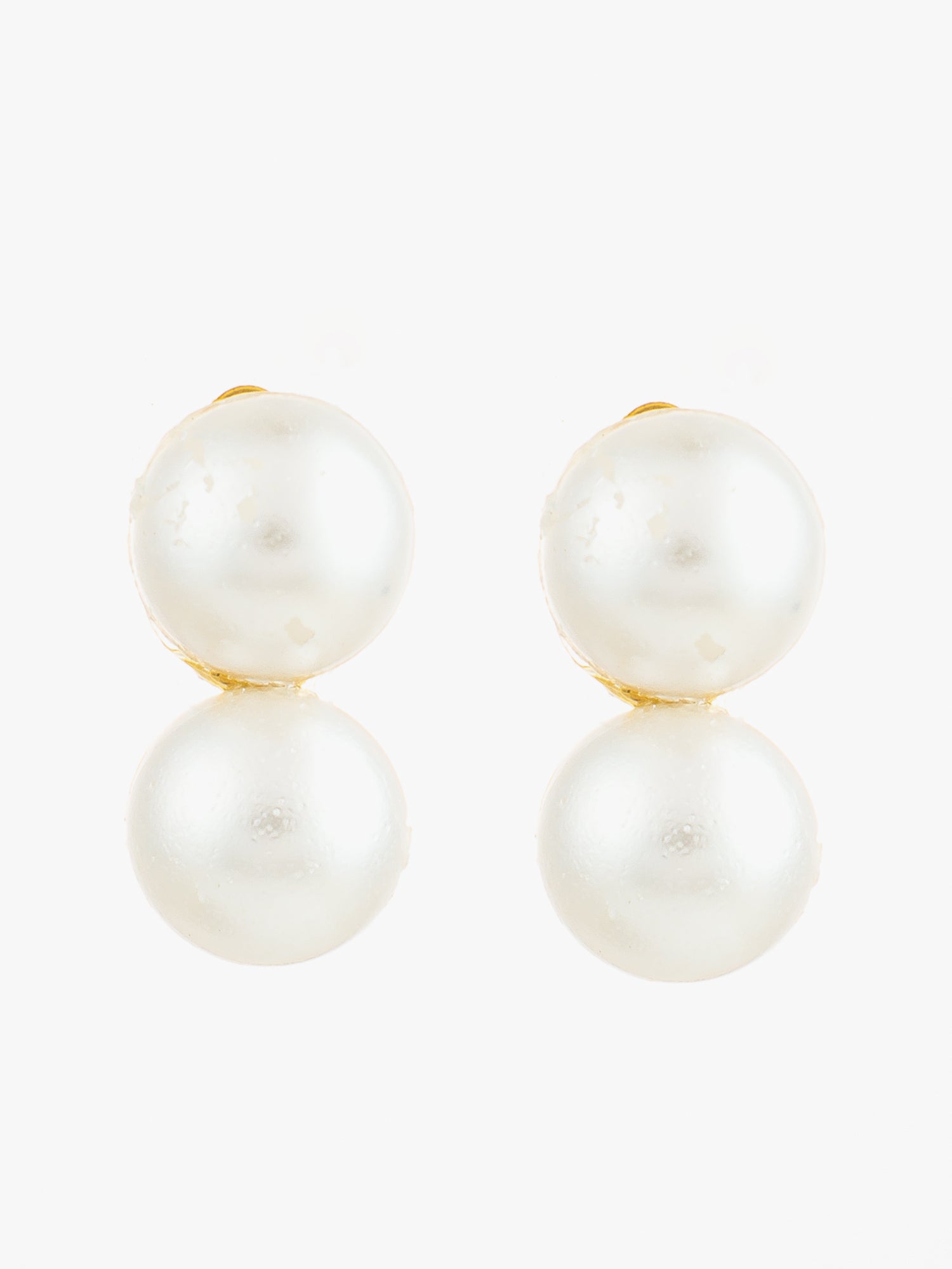 Aadita Gold Plated White Pearl Stud Earrings