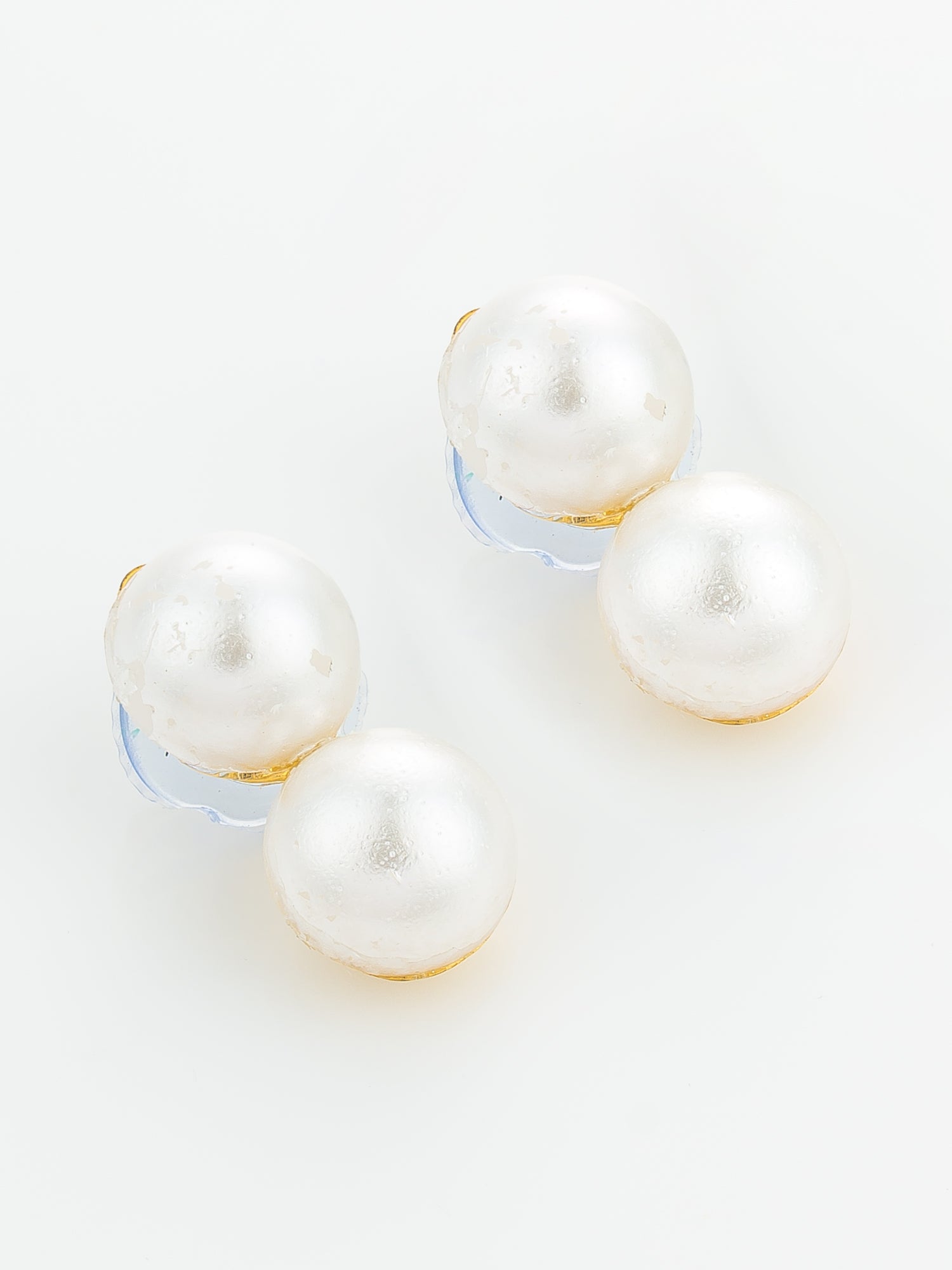 Aadita Gold Plated White Pearl Stud Earrings
