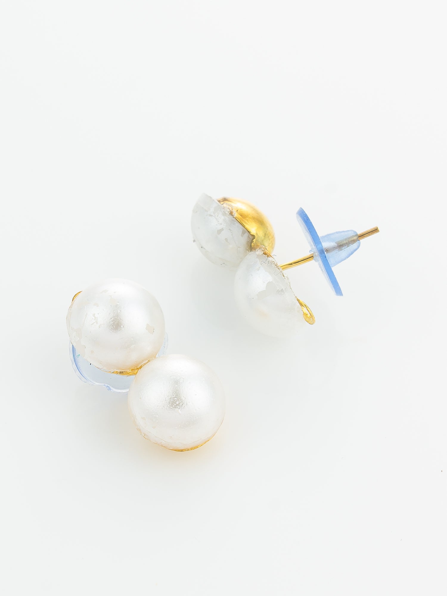 Aadita Gold Plated White Pearl Stud Earrings