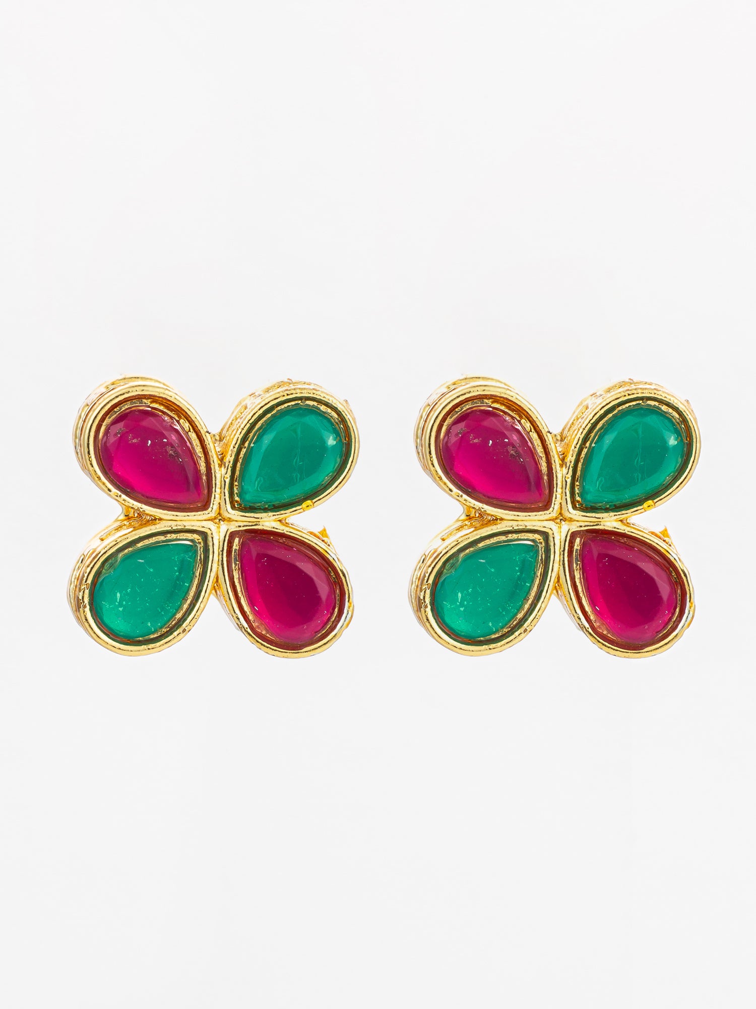 Aadita Multicolor Floral Teardrop Stud Earrings