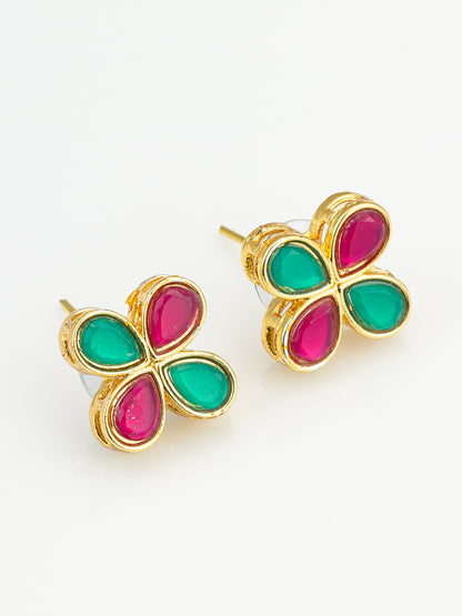 Aadita Multicolor Floral Teardrop Stud Earrings