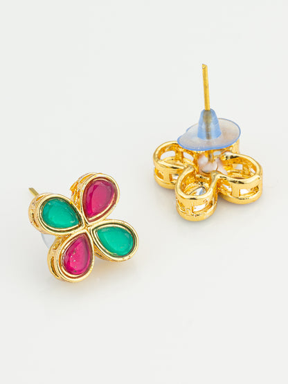 Aadita Multicolor Floral Teardrop Stud Earrings