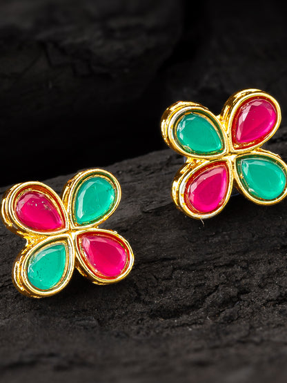 Aadita Multicolor Floral Teardrop Stud Earrings