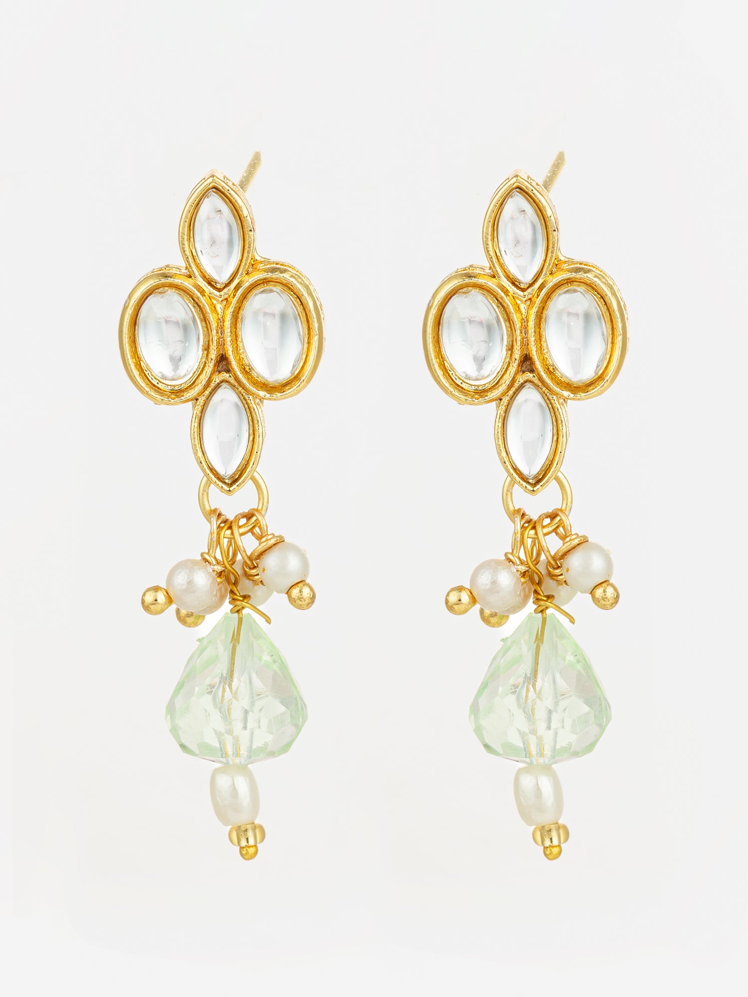Aadita Gold Plated Kundan and Pearl Drop Earrings