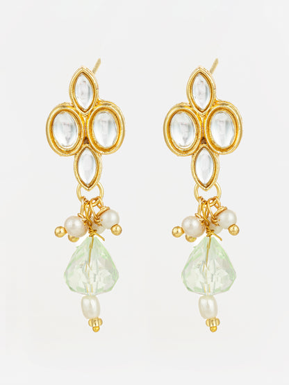 Aadita Gold Plated Kundan and Pearl Drop Earrings