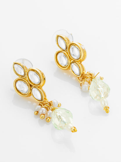 Aadita Gold Plated Kundan and Pearl Drop Earrings