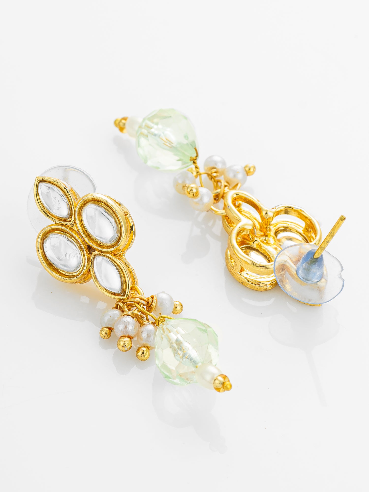 Aadita Gold Plated Kundan and Pearl Drop Earrings