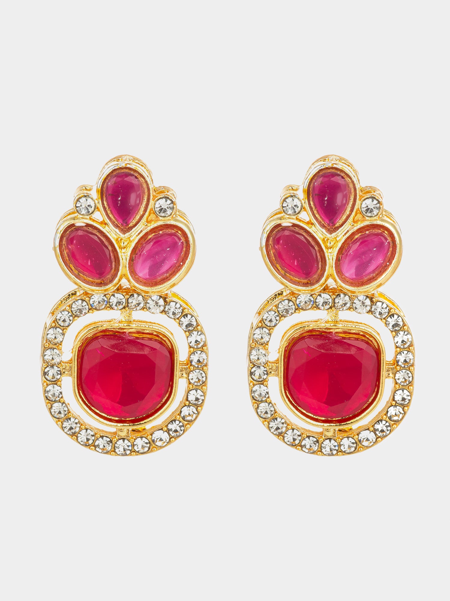 Aadita Pink Kundan Gold Plated Traditional Earrings