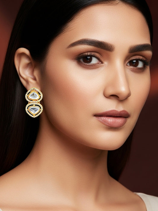 Aadita Clear Kundan Gold Plated Elegant Earrings