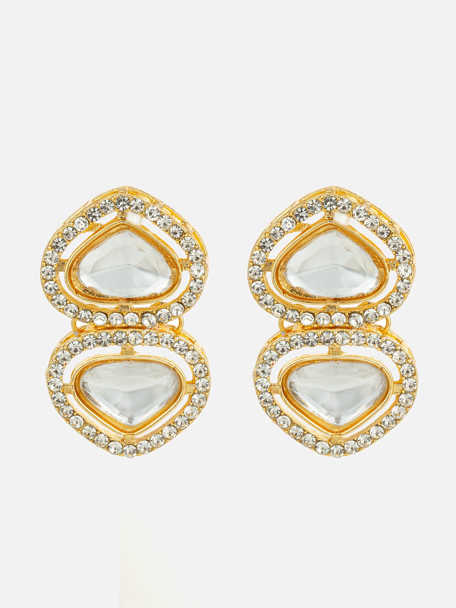 Aadita Clear Kundan Gold Plated Elegant Earrings