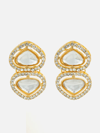 Aadita Clear Kundan Gold Plated Elegant Earrings