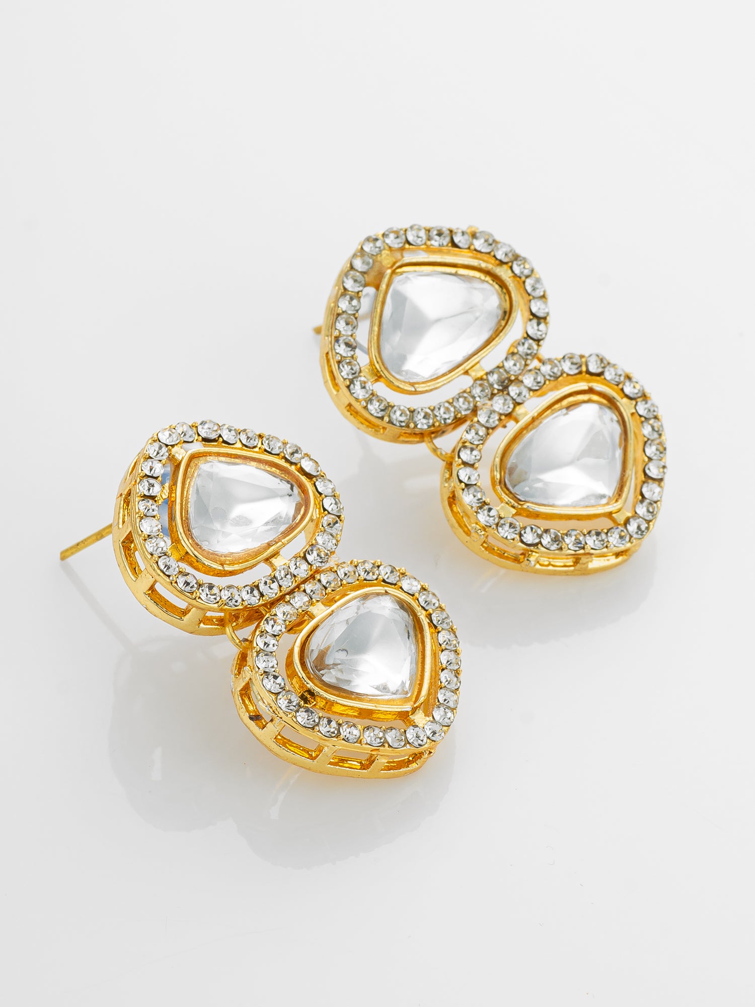 Aadita Clear Kundan Gold Plated Elegant Earrings