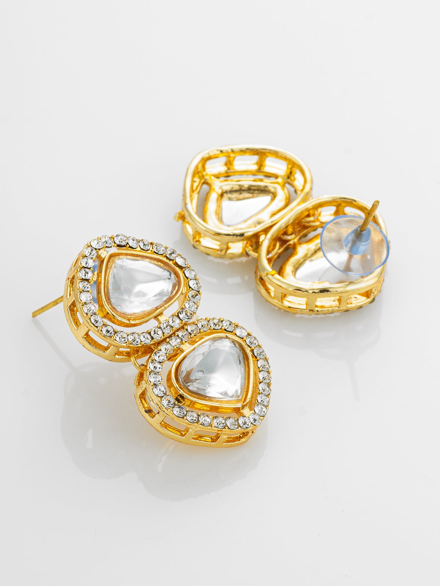 Aadita Clear Kundan Gold Plated Elegant Earrings