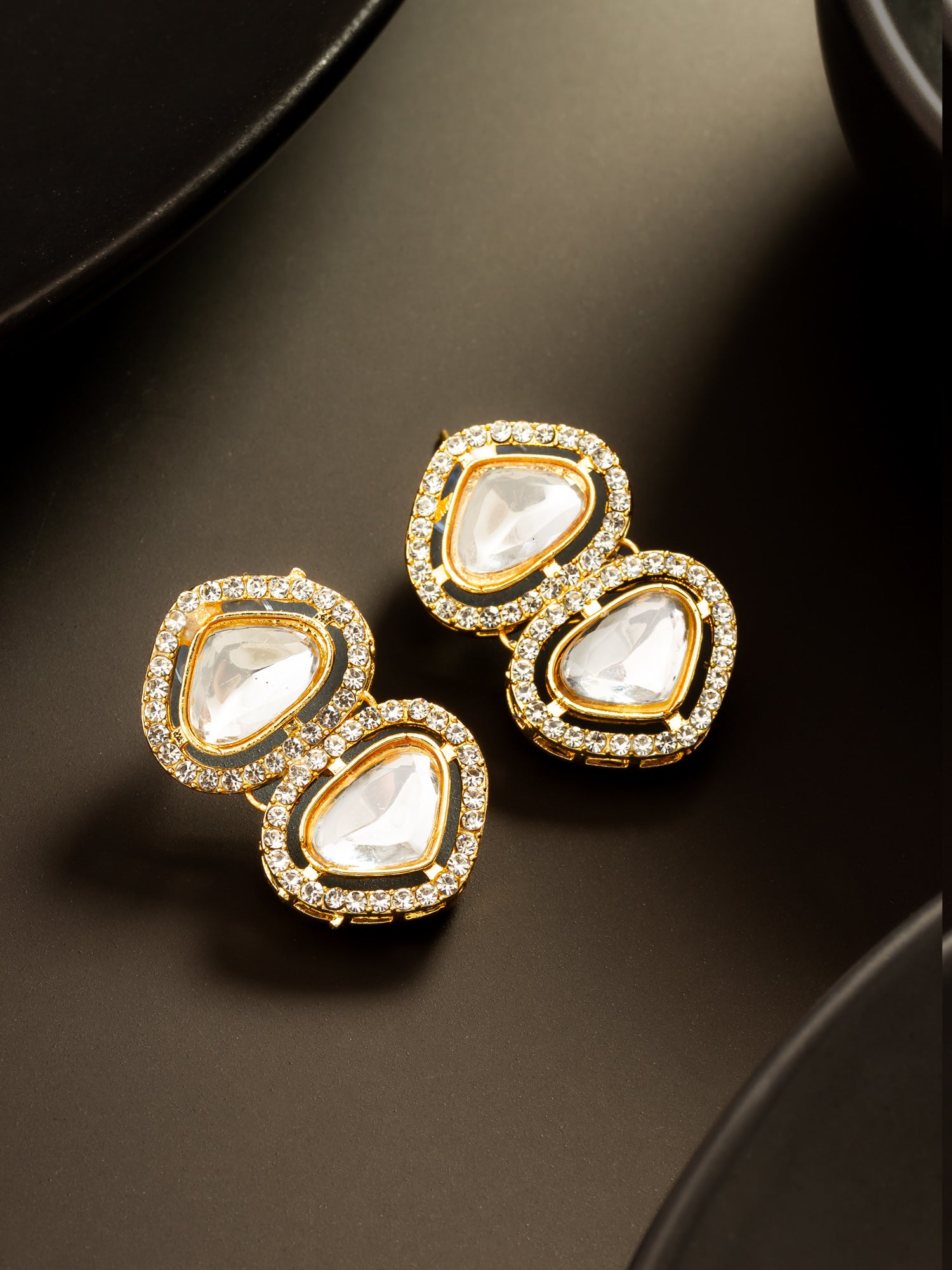 Aadita Clear Kundan Gold Plated Elegant Earrings
