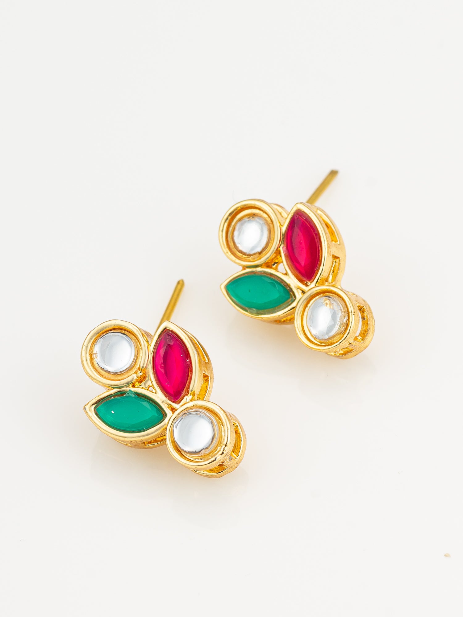 Aadita Traditional Multicolor Kundan Stud Earrings