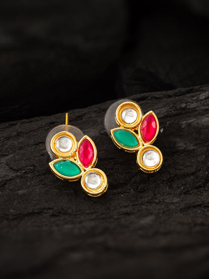Aadita Traditional Multicolor Kundan Stud Earrings