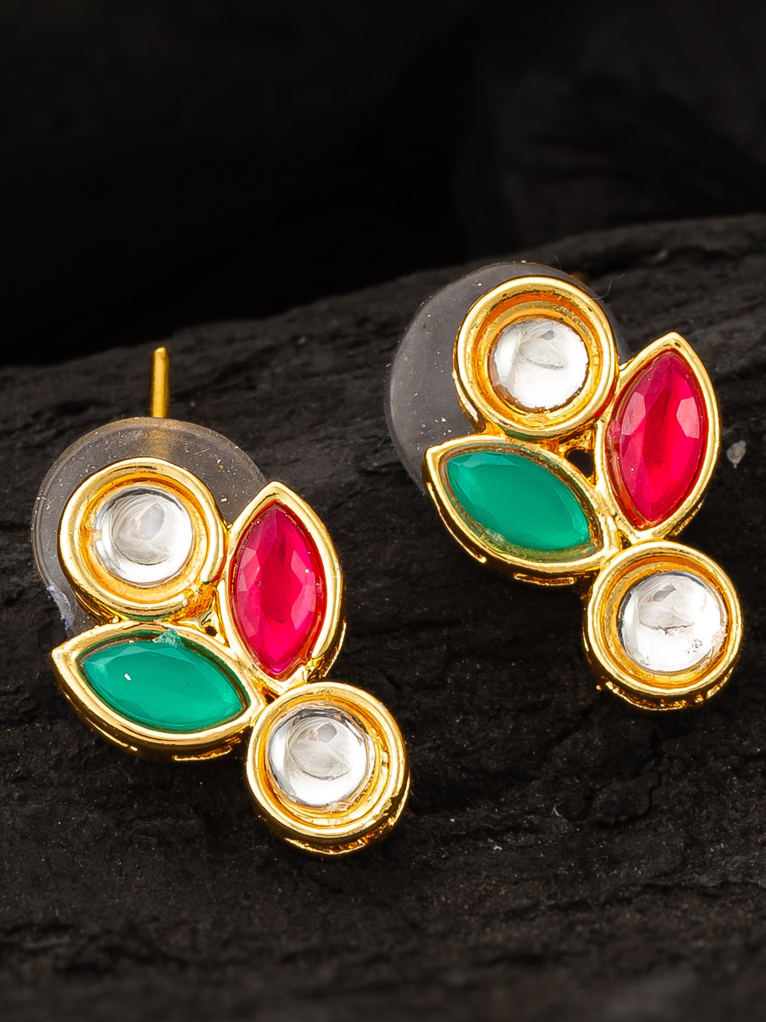 Aadita Traditional Multicolor Kundan Stud Earrings