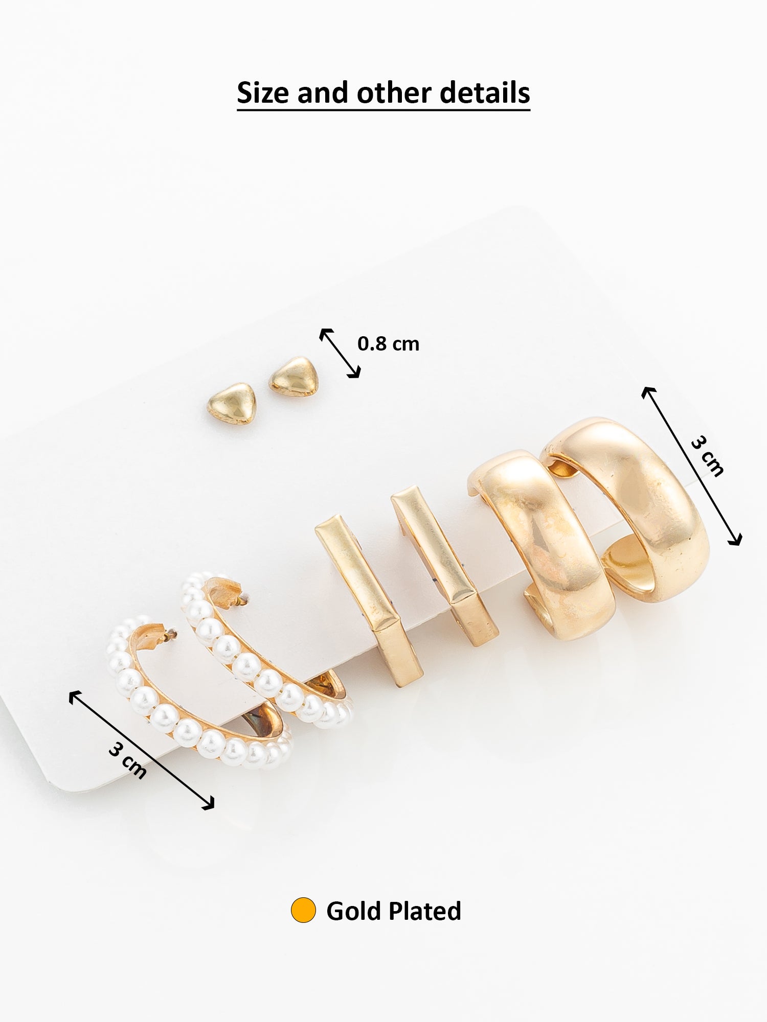Aadita Gold Plated Pearl and Geometric Hoop Earring Combo Set