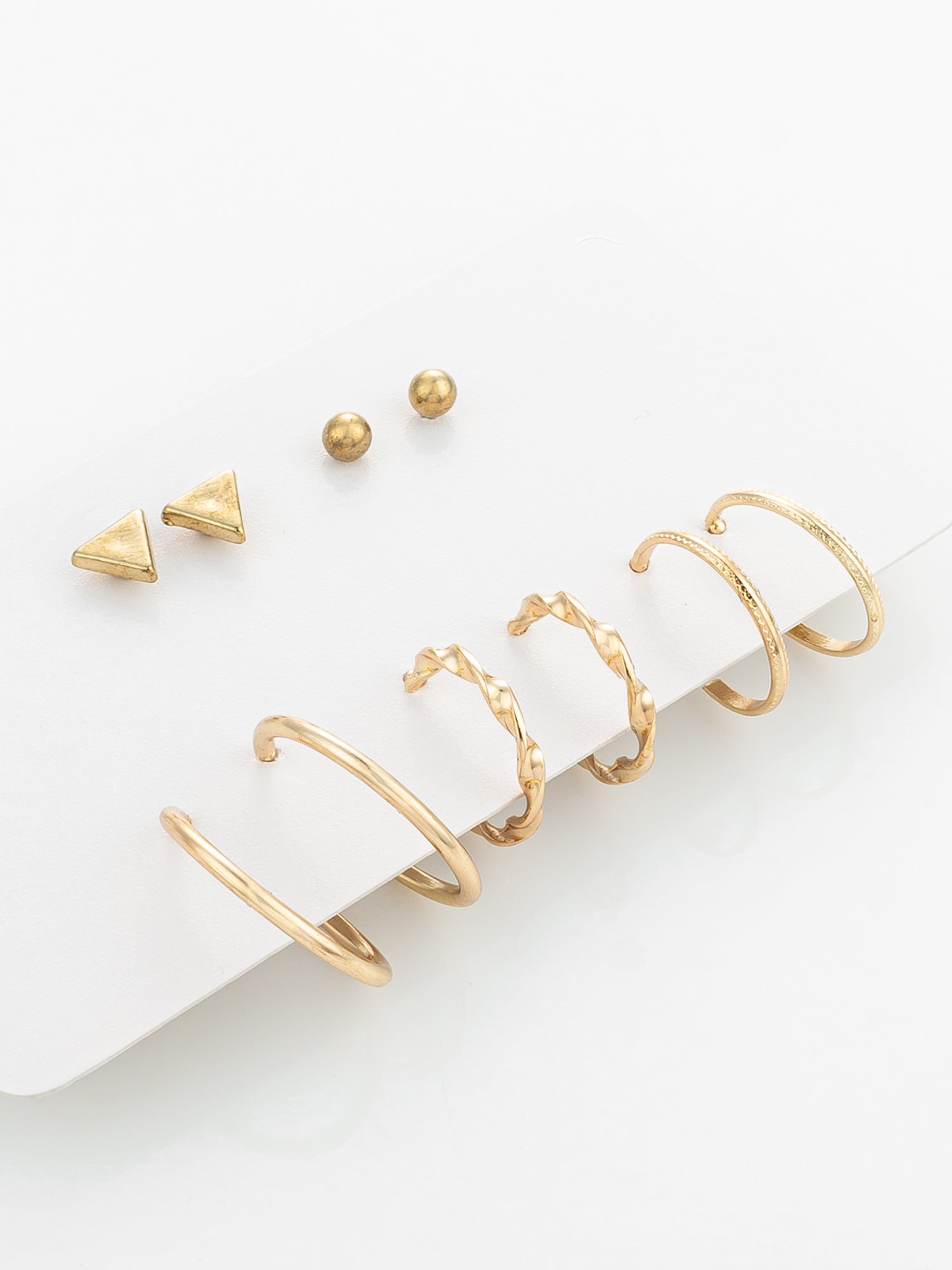 Aadita Gold Plated Geometric Stud and Hoop Earring Set