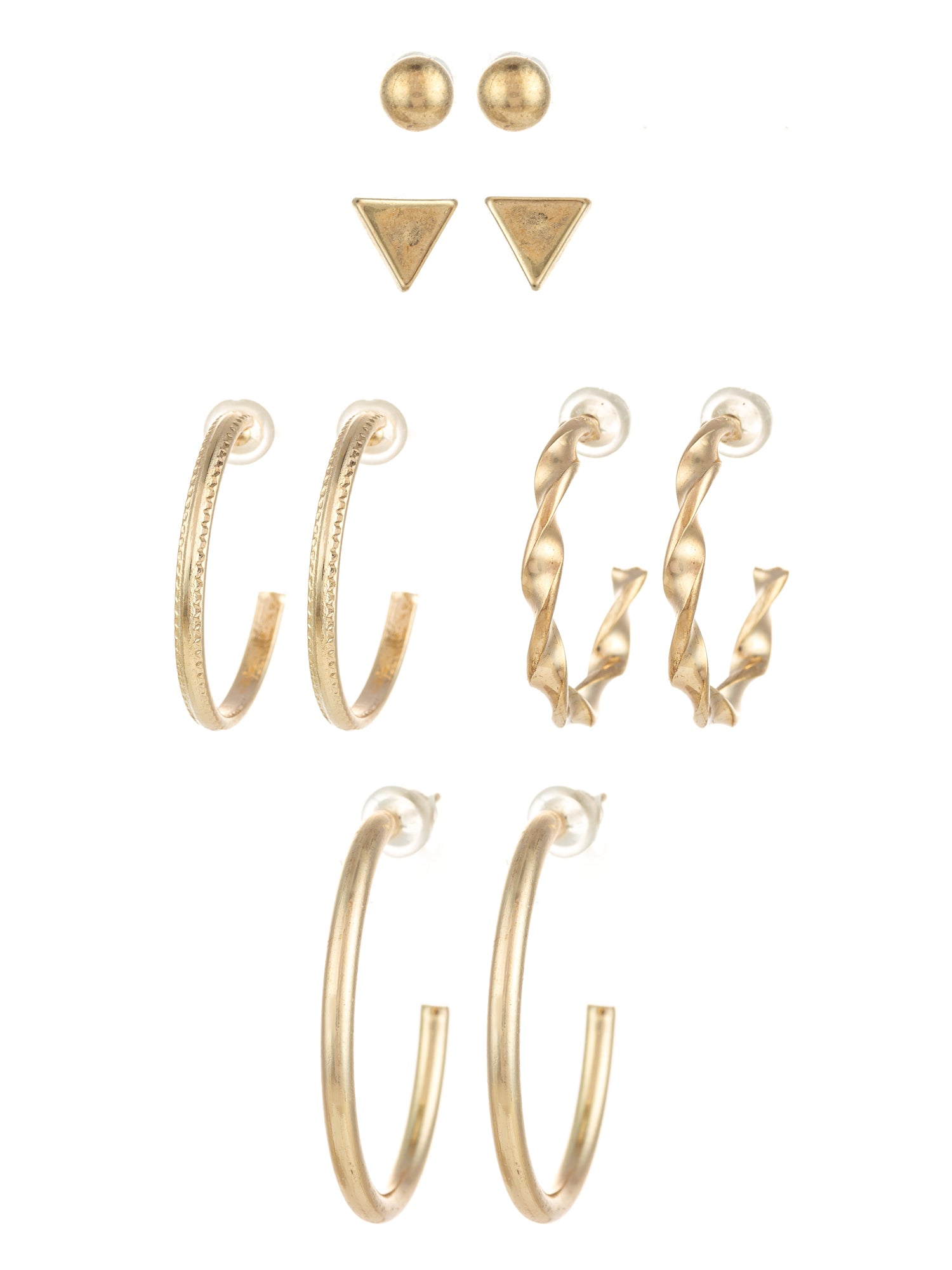Aadita Gold Plated Geometric Stud and Hoop Earring Set