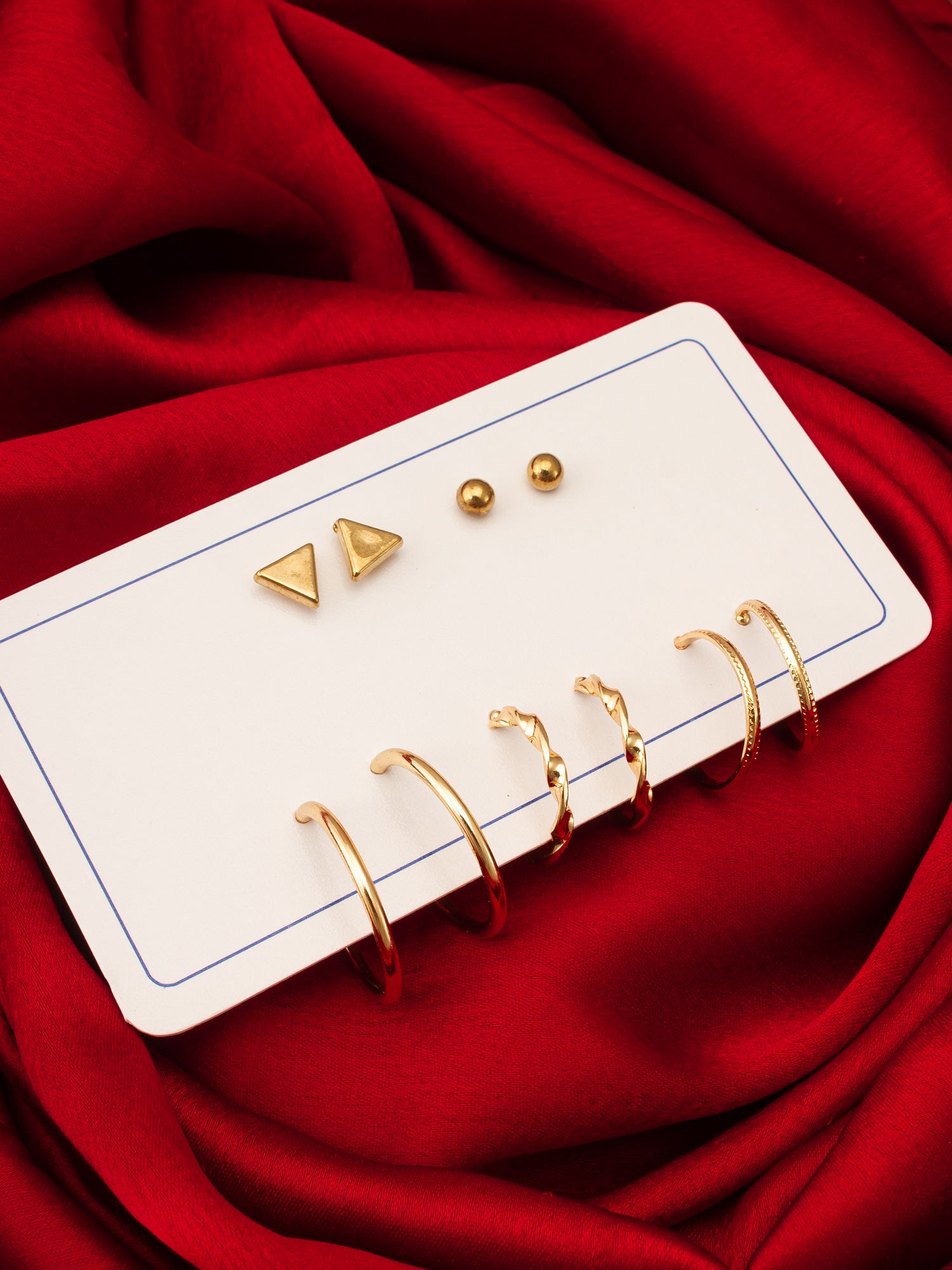 Aadita Gold Plated Geometric Stud and Hoop Earring Set