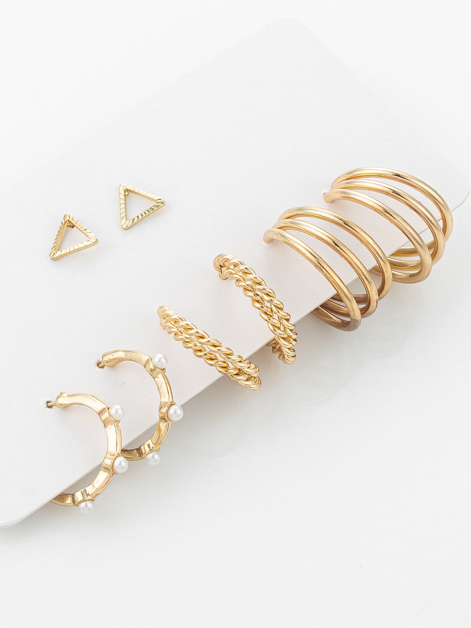 Aadita Gold Plated Statement Hoop and Triangle Stud Set