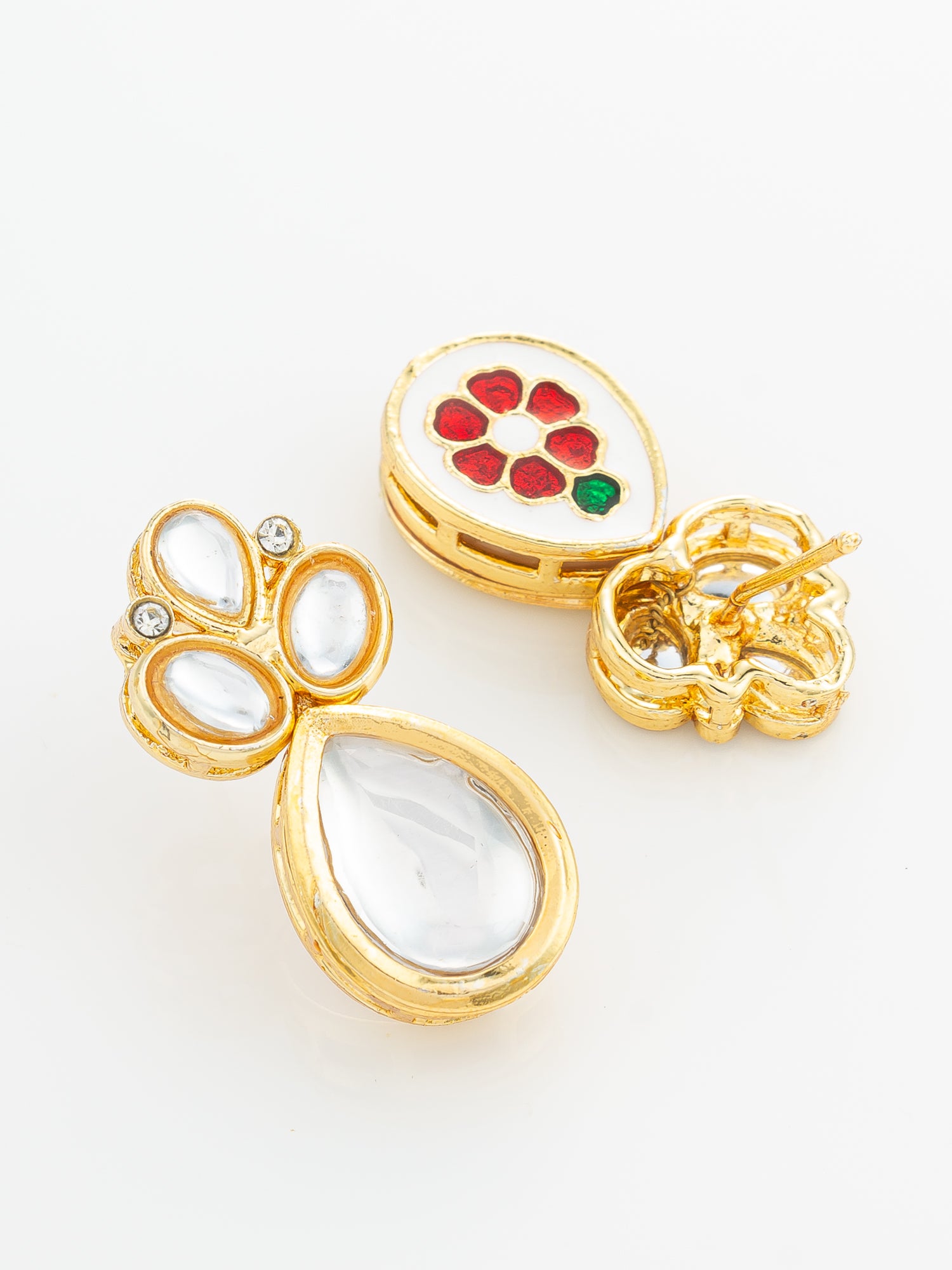 Aadita Gold Plated Statement White Stone Cluster Earrings