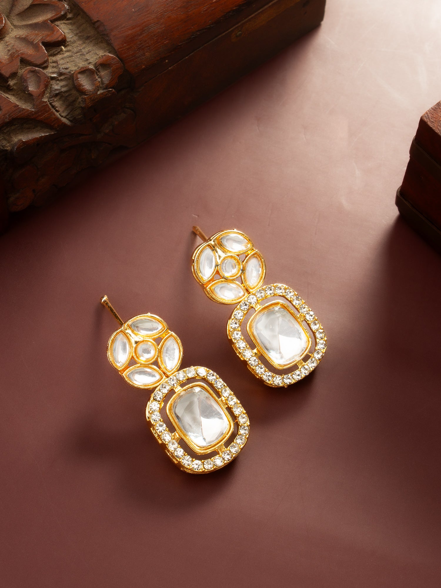 Aadita Geometric Crystal Statement Earrings