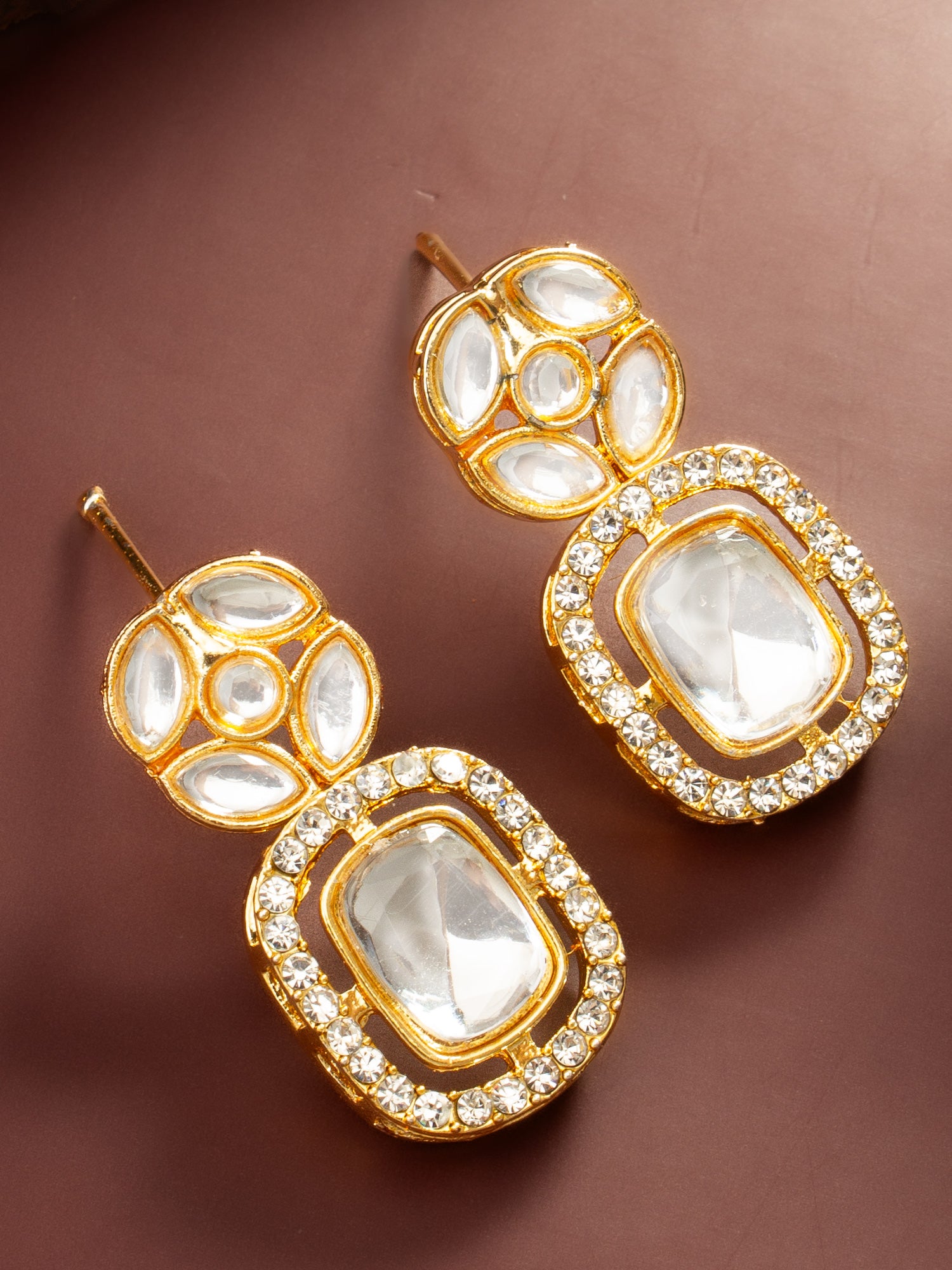 Aadita Geometric Crystal Statement Earrings