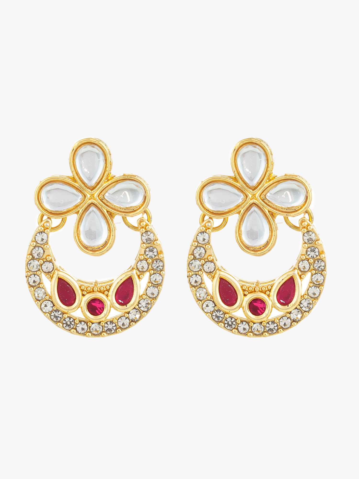 Aadita Ruby Red Accent Chandbali Earrings