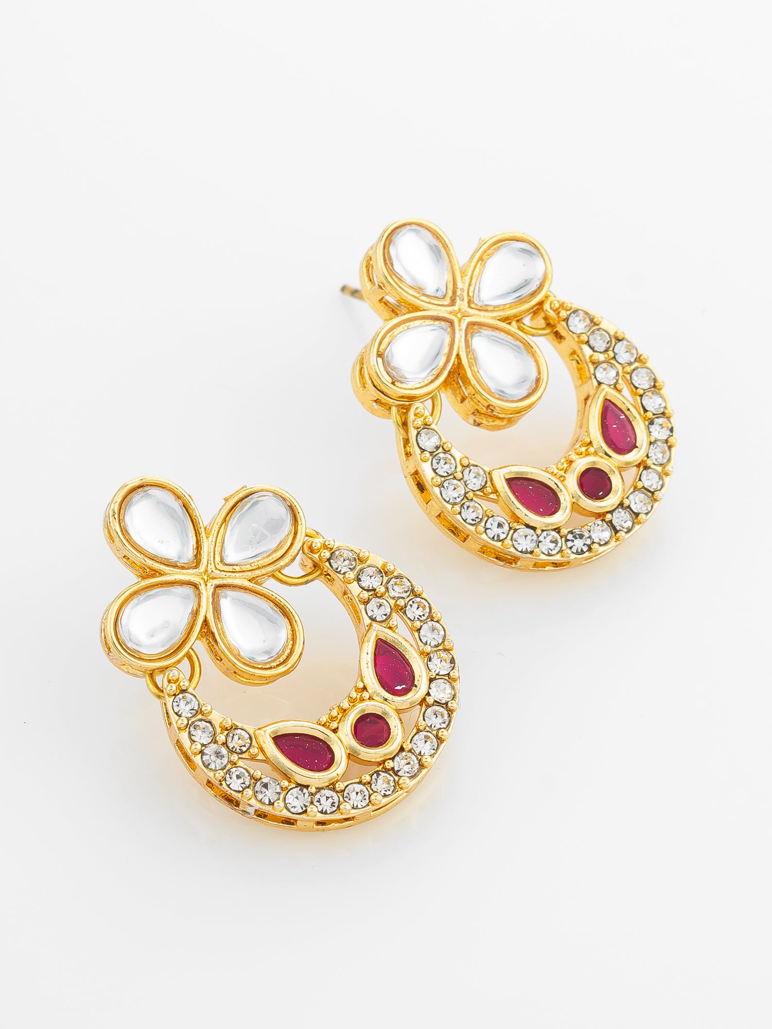 Aadita Ruby Red Accent Chandbali Earrings