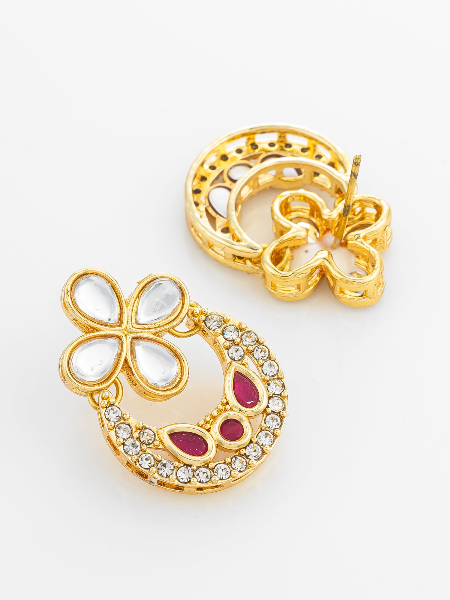 Aadita Ruby Red Accent Chandbali Earrings