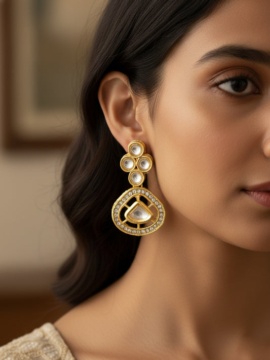 Aadita Traditional Kundan Teardrop Earrings