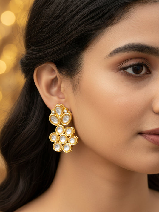Aadita Gold Plated Floral Kundan Stud Earrings