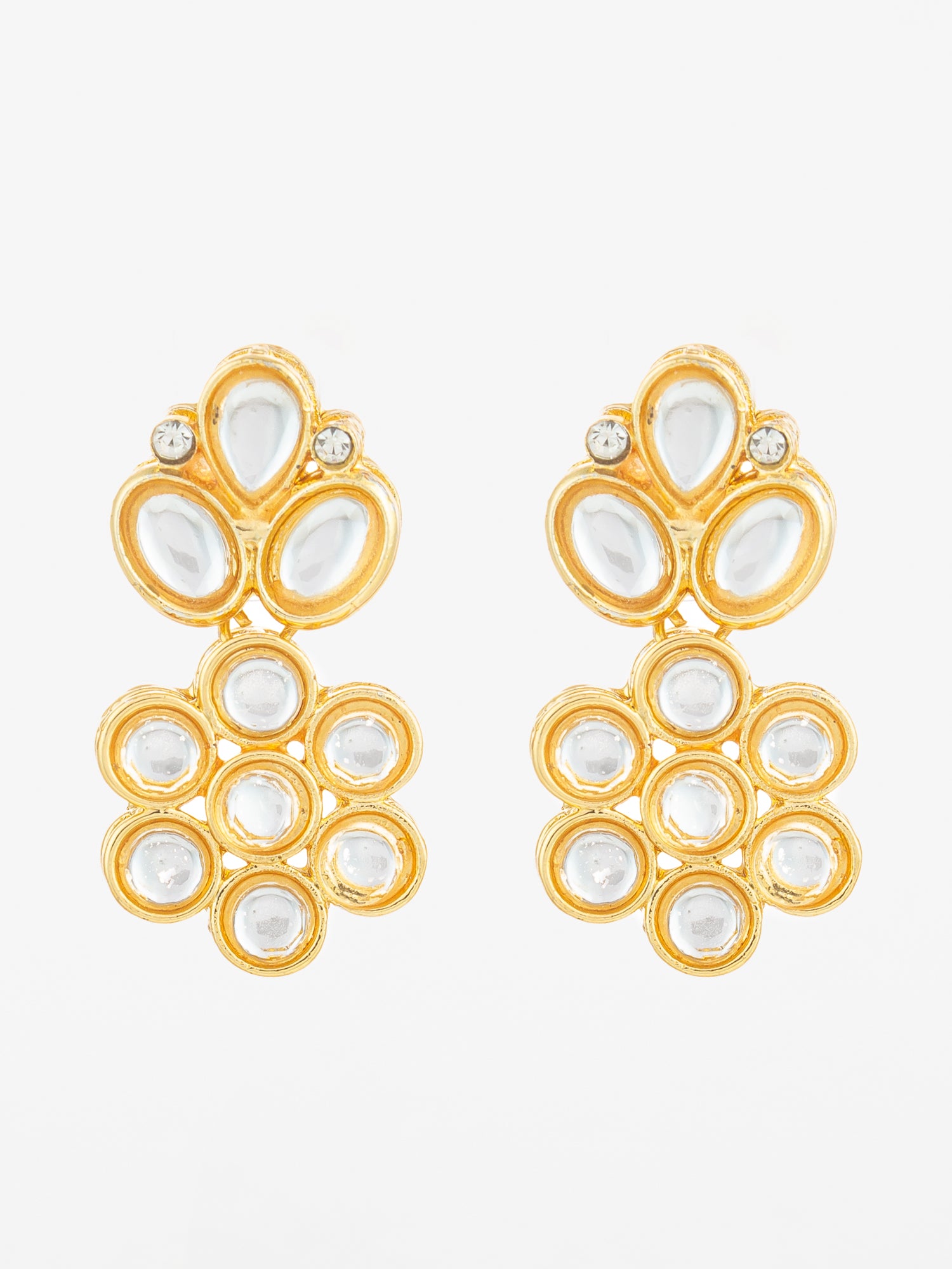 Aadita Gold Plated Floral Kundan Stud Earrings