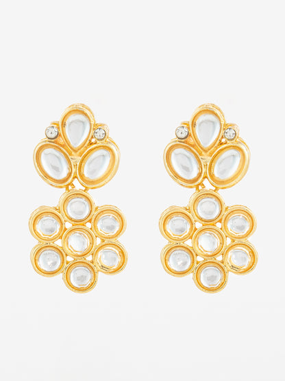 Aadita Gold Plated Floral Kundan Stud Earrings
