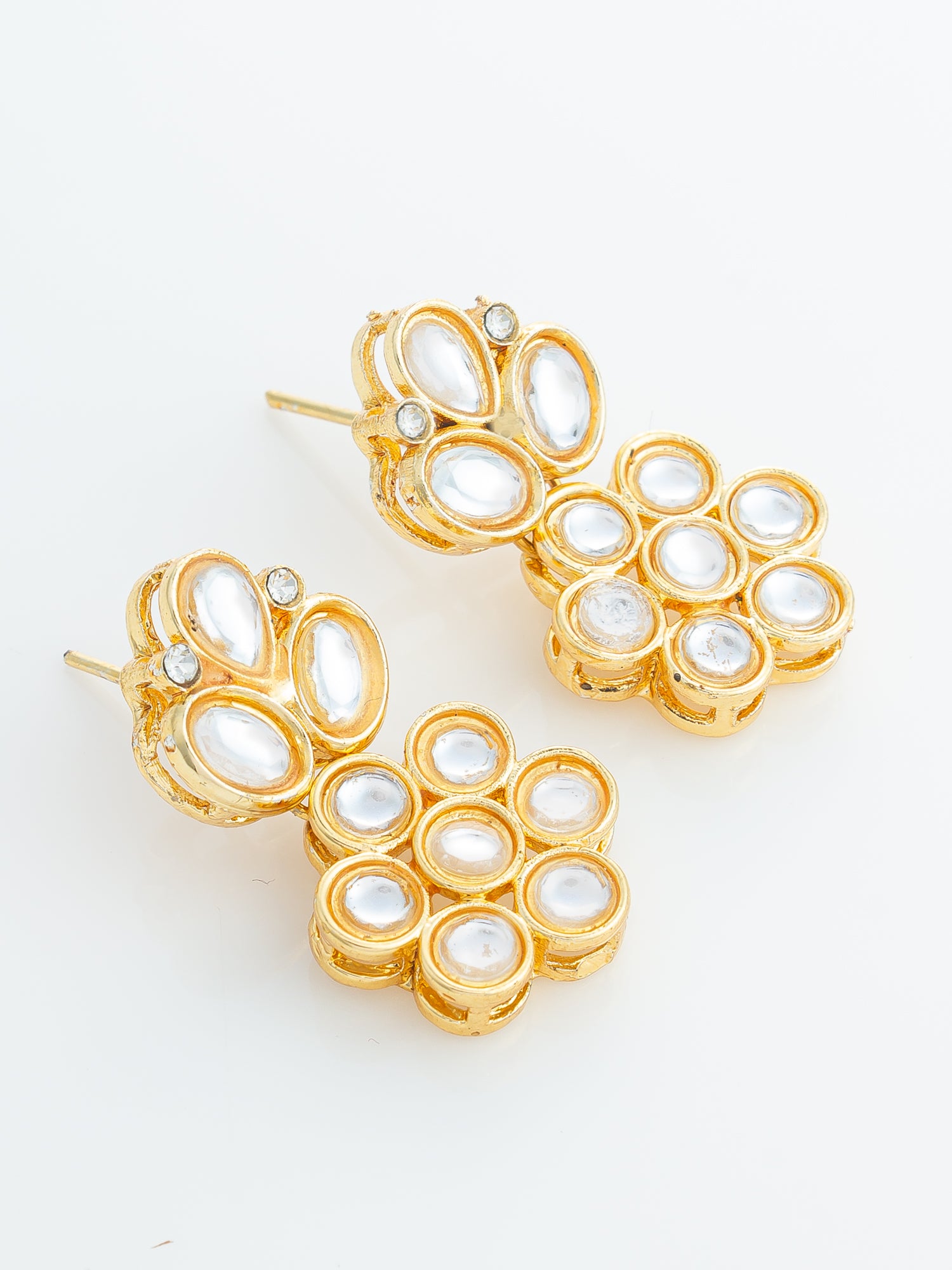 Aadita Gold Plated Floral Kundan Stud Earrings