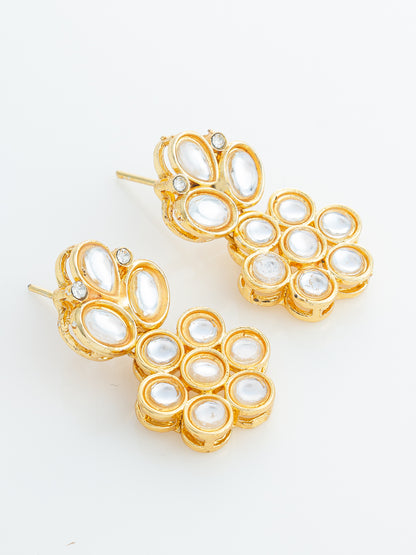 Aadita Gold Plated Floral Kundan Stud Earrings