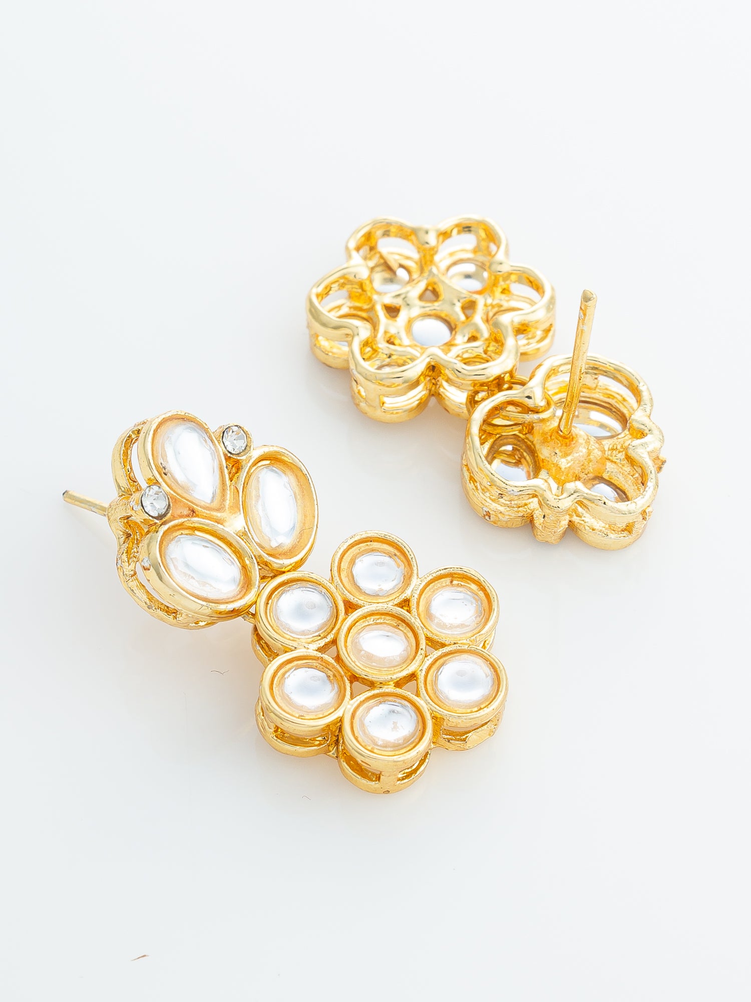 Aadita Gold Plated Floral Kundan Stud Earrings