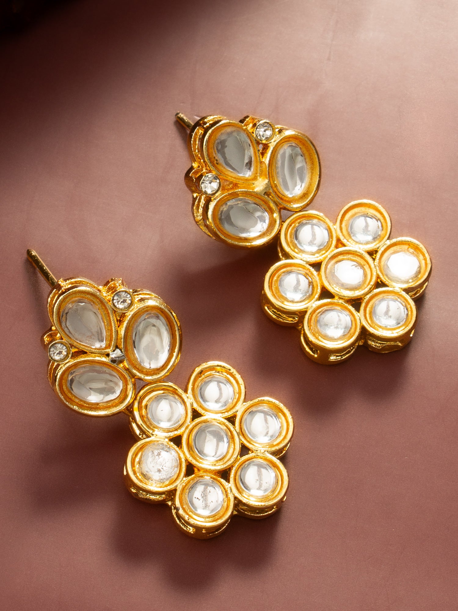 Aadita Gold Plated Floral Kundan Stud Earrings
