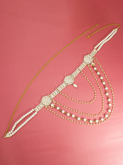 Aadita Pearl and Kundan Multi-Layer Kamarbandh Waist Chain