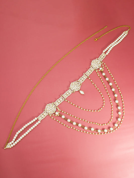 Aadita Pearl and Kundan Multi-Layer Kamarbandh Waist Chain