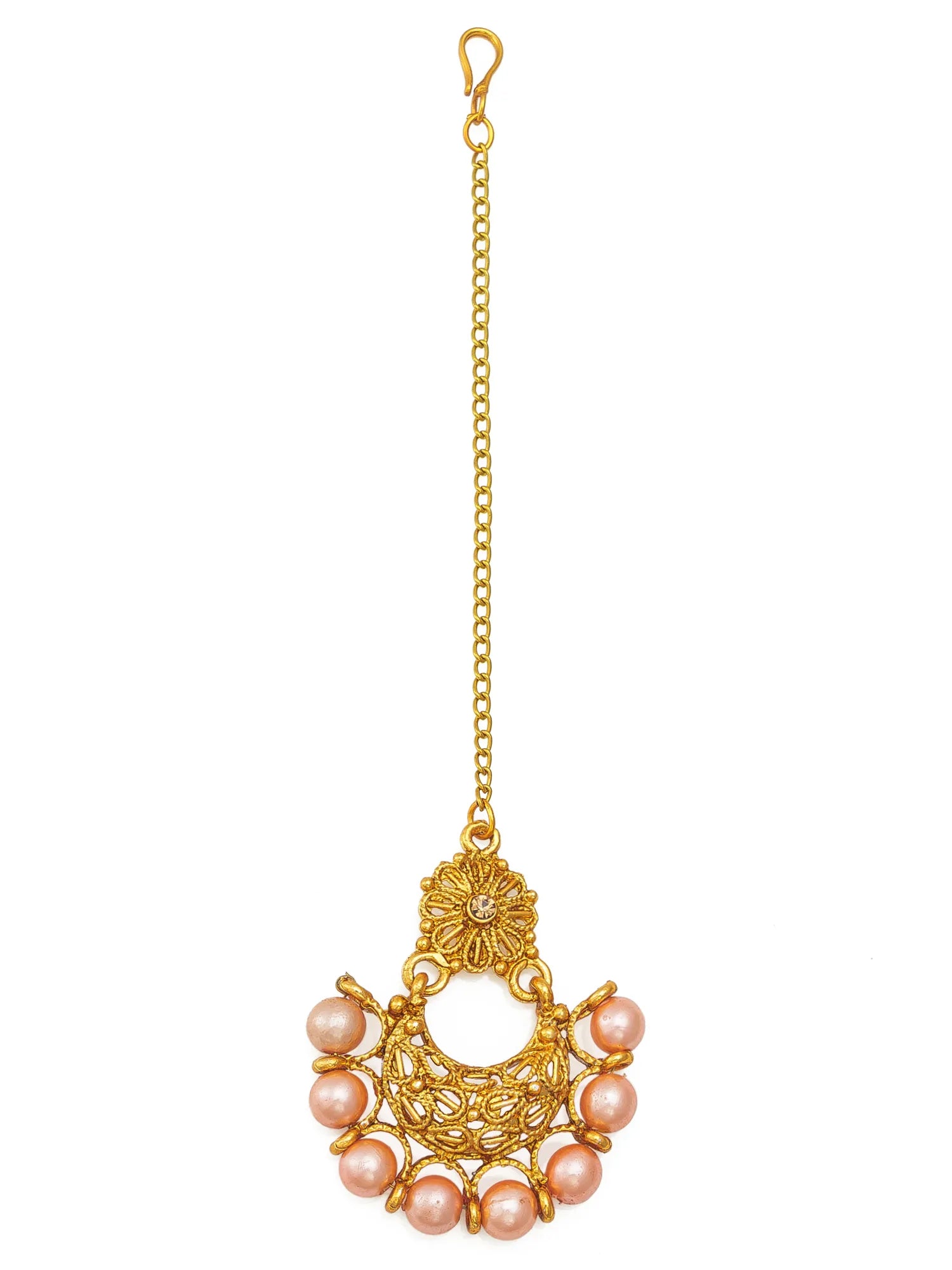 Gold and pink decorative keychain on a white background